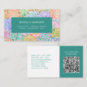 Succulente Waterverf Kleurrijke Planten WinkelQR-c Visitekaartje (Voorkant / Achterkant)