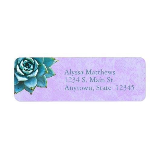 Succulente Waterverf Lavender Lace Etiket (Voorkant)