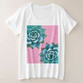 Succulente Waterverf op Bleek roze Grote Maat T-shirt (Design voorkant)