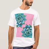 Succulente Waterverf op Bleek roze T-shirt (Voorkant)