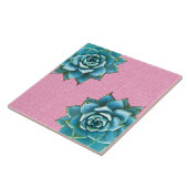 Succulente Waterverf op Bleek roze Tegeltje (Zijkant)
