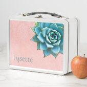 Succulente Waterverf op Blush Pink Lace (In situ)