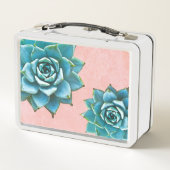 Succulente Waterverf op Blush Pink Lace (Achterkant)
