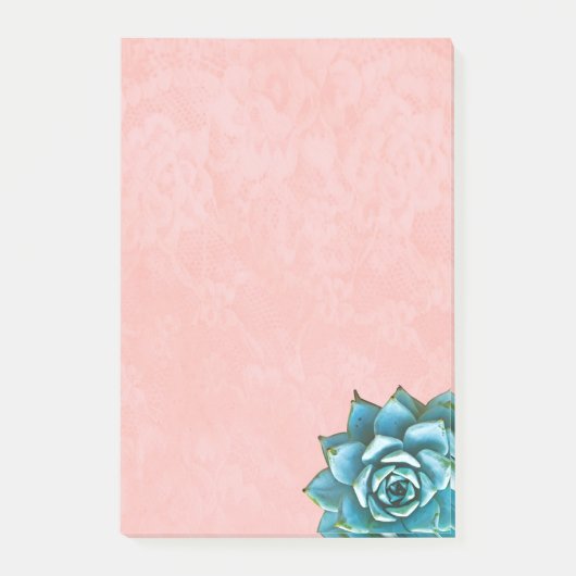 Succulente Waterverf op Blush Pink Lace Post-it® Notes (Voorkant)