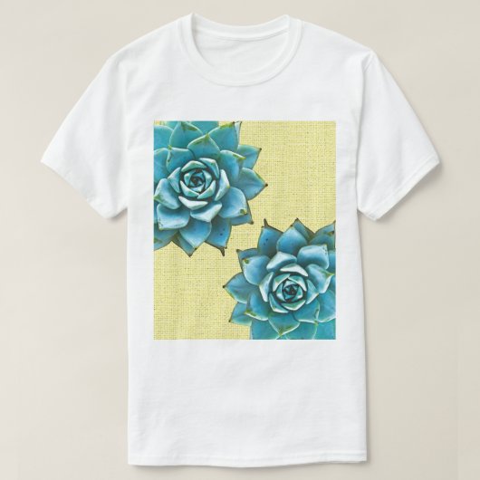 Succulente Waterverf op geel T-shirt (Design voorkant)