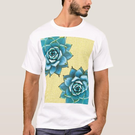 Succulente Waterverf op geel T-shirt (Voorkant)