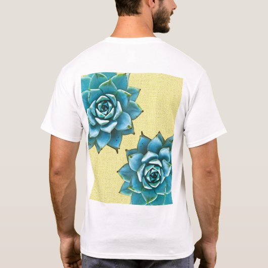 Succulente Waterverf op geel T-shirt (Achterkant)