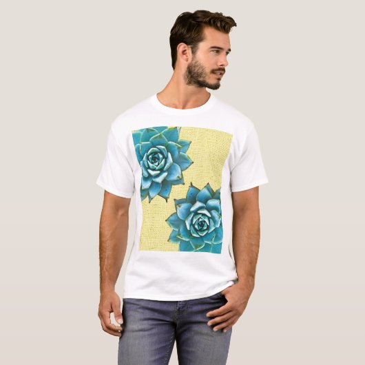 Succulente Waterverf op geel T-shirt (Voorkant volledig)