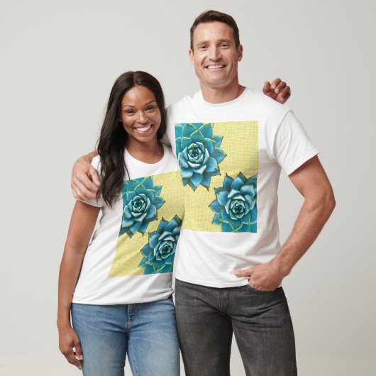Succulente Waterverf op geel T-shirt (Unisex)