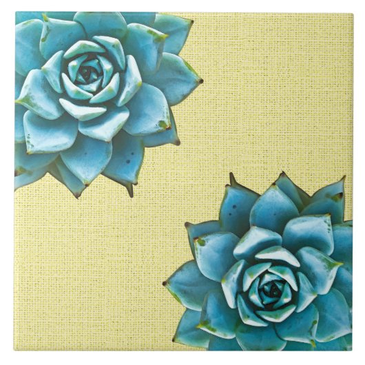 Succulente Waterverf op geel Tegeltje (Voorkant)