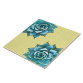 Succulente Waterverf op geel Tegeltje (Zijkant)