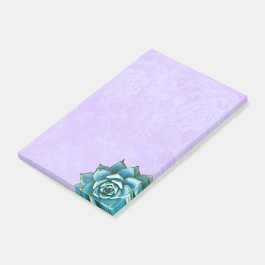 Succulente Waterverf op lavenderkant Post-it® Notes (Schuin)