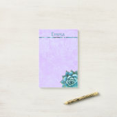 Succulente Waterverf op lavenderkant Post-it® Notes (Op bureau)
