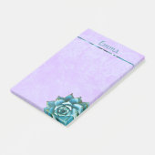 Succulente Waterverf op lavenderkant Post-it® Notes (Schuin)