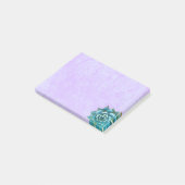 Succulente Waterverf op lavenderkant Post-it® Notes (Schuin)