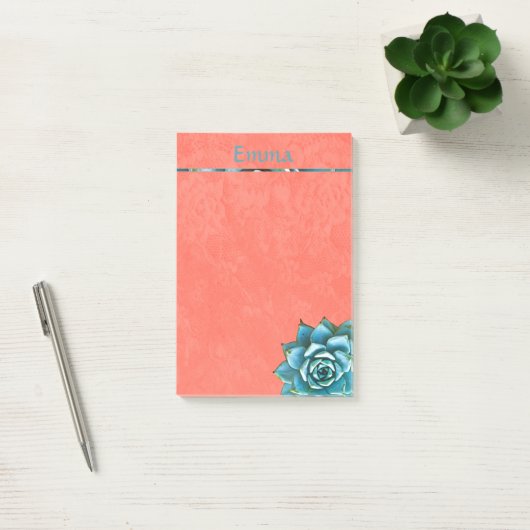 Succulente Waterverf op Oranje kant Post-it® Notes (Kantoor)