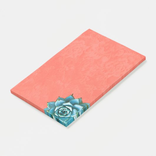 Succulente Waterverf op Oranje kant Post-it® Notes (Schuin)
