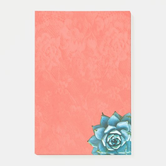 Succulente Waterverf op Oranje kant Post-it® Notes (Voorkant)