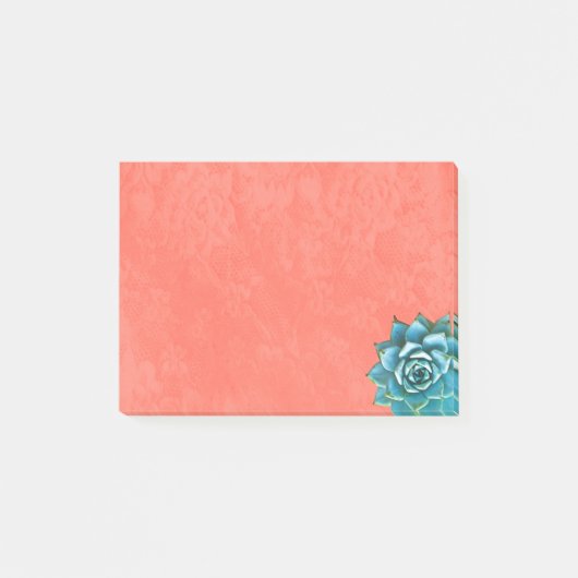 Succulente Waterverf op Oranje kant Post-it® Notes (Voorkant)
