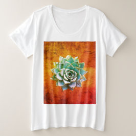 Succulente Waterverf op Oranje roest Grote Maat T-shirt