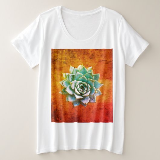 Succulente Waterverf op Oranje roest Grote Maat T-shirt (Design voorkant)