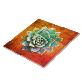 Succulente Waterverf op Oranje roest Tegeltje (Zijkant)