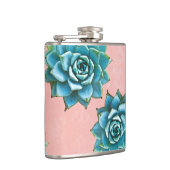 Succulente Waterverf op roze kant Heupfles (Rechts)