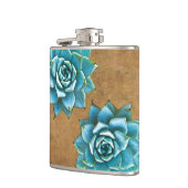 Succulente Waterverf op Rustic Brown Heupfles (Links)