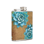 Succulente Waterverf op Rustic Brown Heupfles (Rechts)