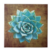Succulente Waterverf op Rustic Brown Tegeltje (Voorkant)