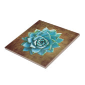 Succulente Waterverf op Rustic Brown Tegeltje (Zijkant)