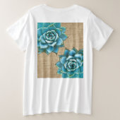 Succulente Waterverf op Tan Burlap Grote Maat T-shirt (Design achterkant)