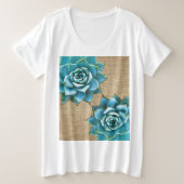 Succulente Waterverf op Tan Burlap Grote Maat T-shirt (Design voorkant)
