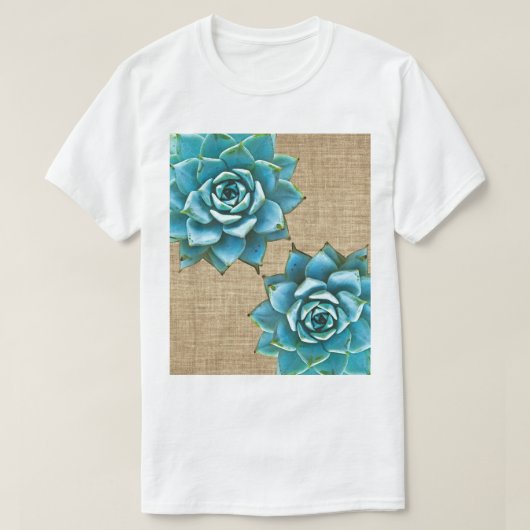 Succulente Waterverf op Tan Burlap T-shirt (Design voorkant)