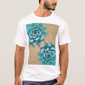 Succulente Waterverf op Tan Burlap T-shirt (Voorkant)