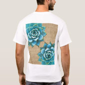 Succulente Waterverf op Tan Burlap T-shirt (Achterkant)