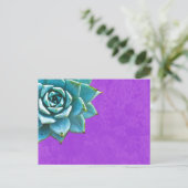 Succulente Waterverf Paarse kant Briefkaart (Staand voorkant)
