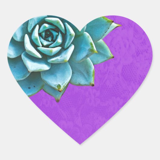 Succulente Waterverf Paarse kant Hart Sticker (Voorkant)