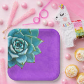 Succulente Waterverf Paarse kant Papieren Bordje (Feest)
