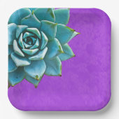 Succulente Waterverf Paarse kant Papieren Bordje (Voorkant)