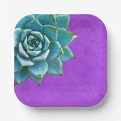Succulente Waterverf Paarse kant Papieren Bordje (Voorkant)