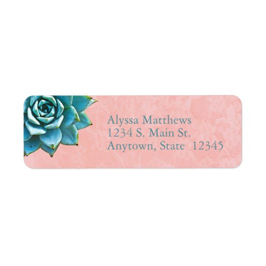Succulente Waterverf Roze kant Etiket (Voorkant)