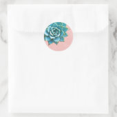 Succulente Waterverf Roze kant Ronde Sticker (Tas)