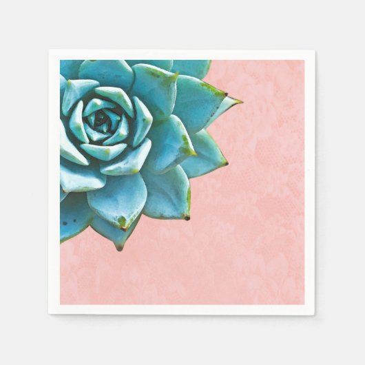 Succulente Waterverf Roze kant Servetten (Voorkant)