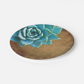 Succulente Waterverf Rustic Brown Papieren Bordje (Gekanteld)