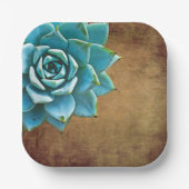 Succulente Waterverf Rustic Brown Papieren Bordje (Voorkant)