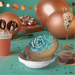 Succulente Waterverf Rustic Brown Papieren Kommen