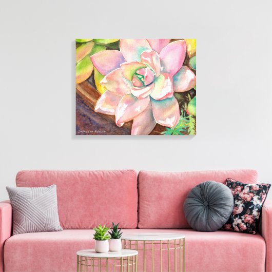 Succulente Waterverf van Debra Lee Baldwin Canvas Afdruk (Insitu (Woonkamer))