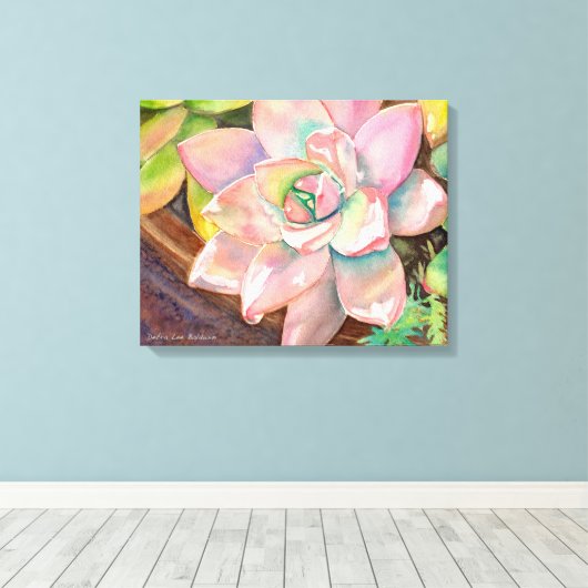 Succulente Waterverf van Debra Lee Baldwin Canvas Afdruk (Insitu (Houten vloer))