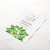 Succulente Waterverf Wedding Folie Folie Uitnodiging (Gedraaid)